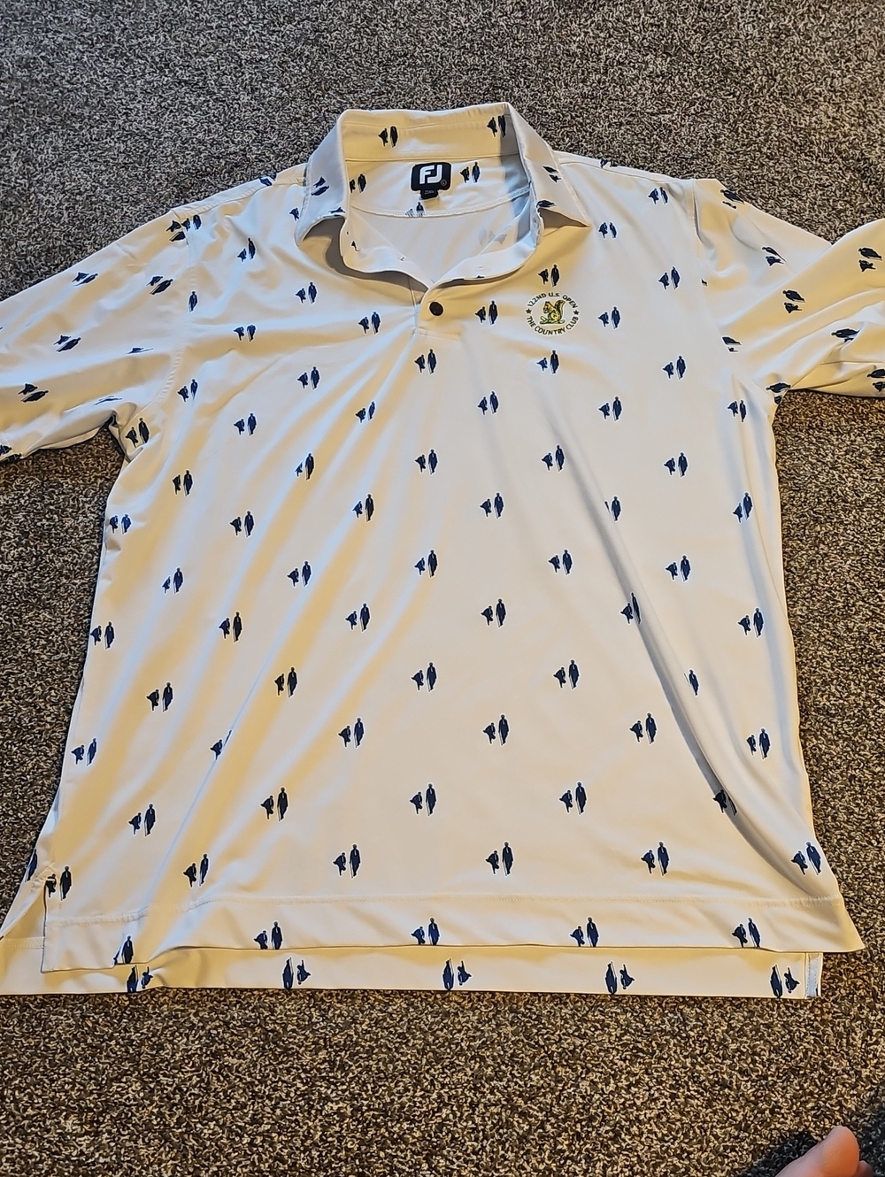 FootJoy White Polo with Navy Micro-Motif